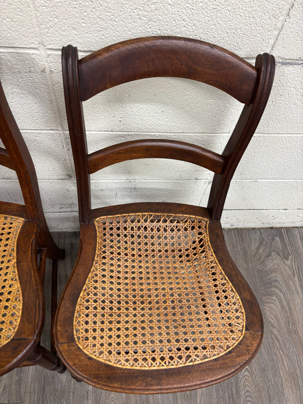Vintage Victorian Eastlake Style Ladder Back Cane Seat Dining Chairs - Set of 3