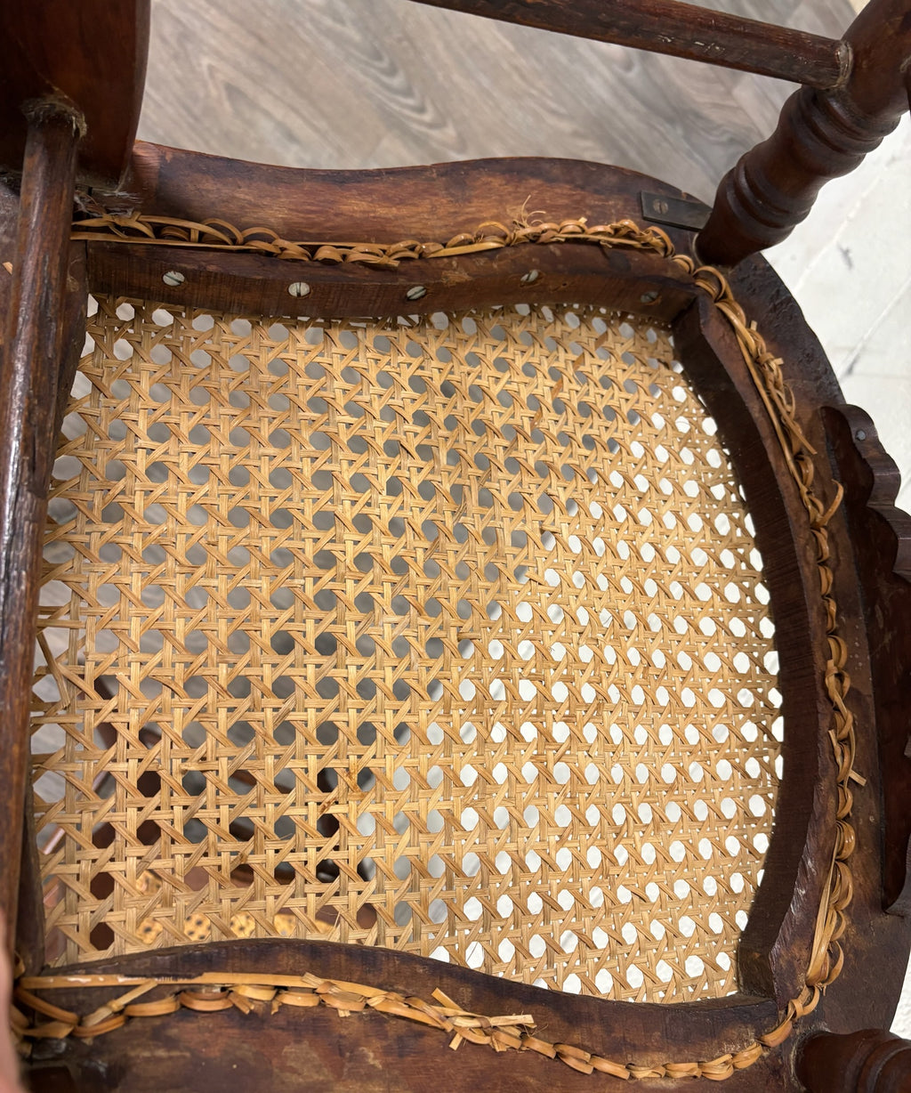 Vintage Victorian Eastlake Style Ladder Back Cane Seat Dining Chairs - Set of 3