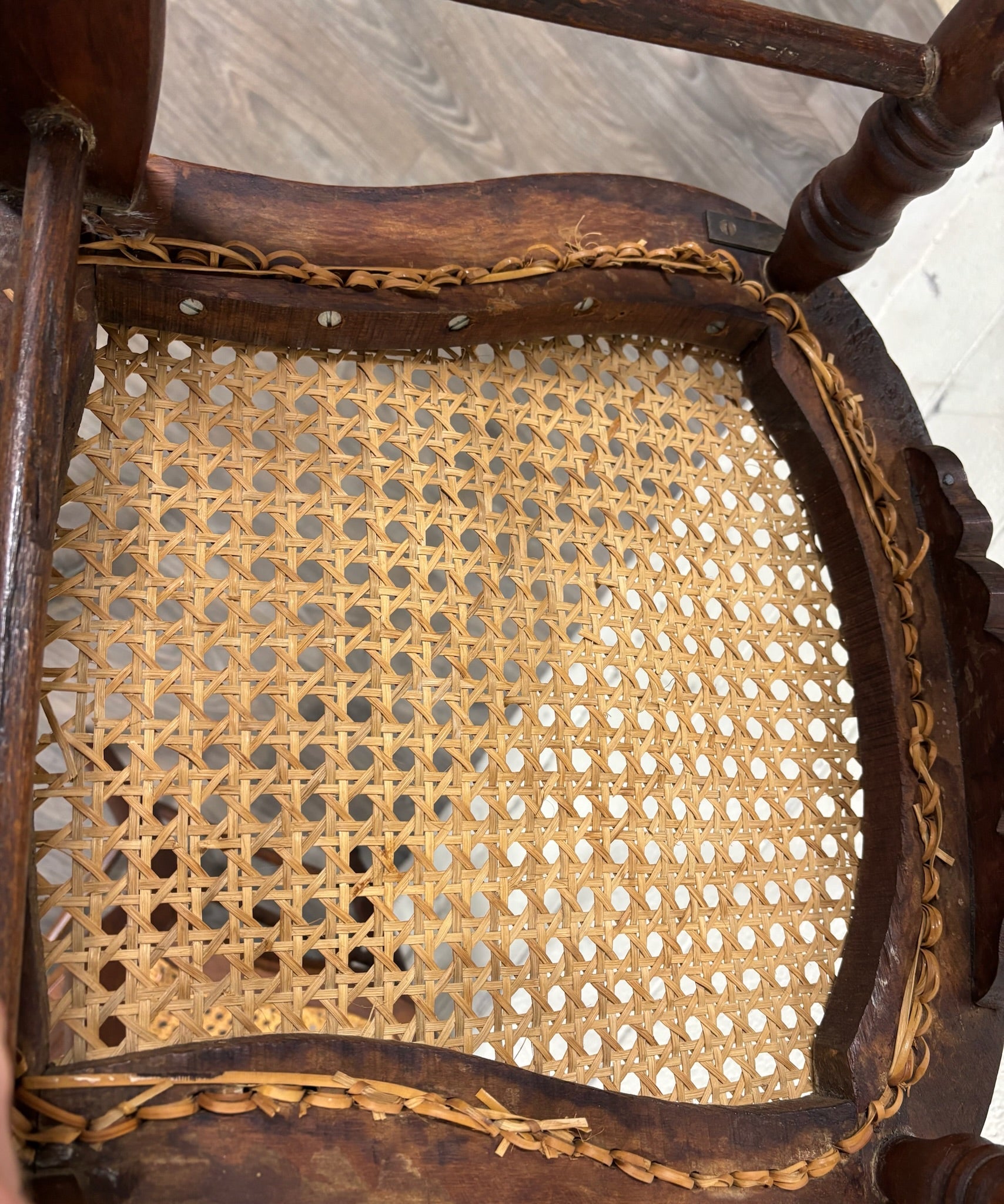 Vintage Victorian Eastlake Style Ladder Back Cane Seat Dining Chairs - Set of 3