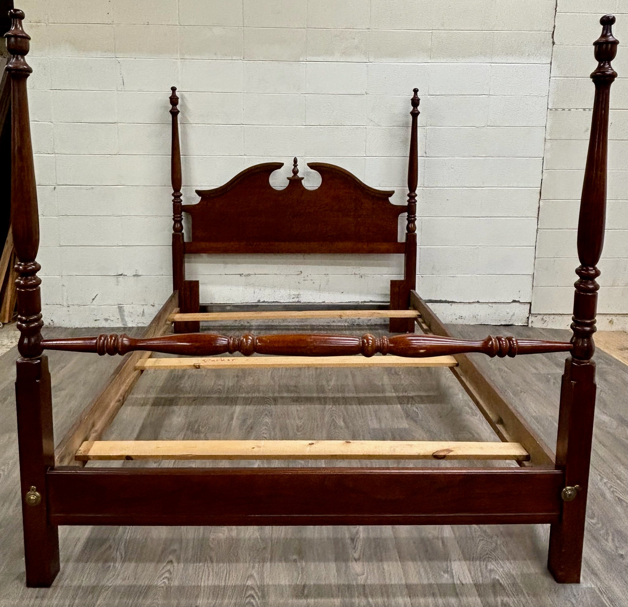 Vintage Queen OR Full Size Convertible Low Poster Pediment Bed
