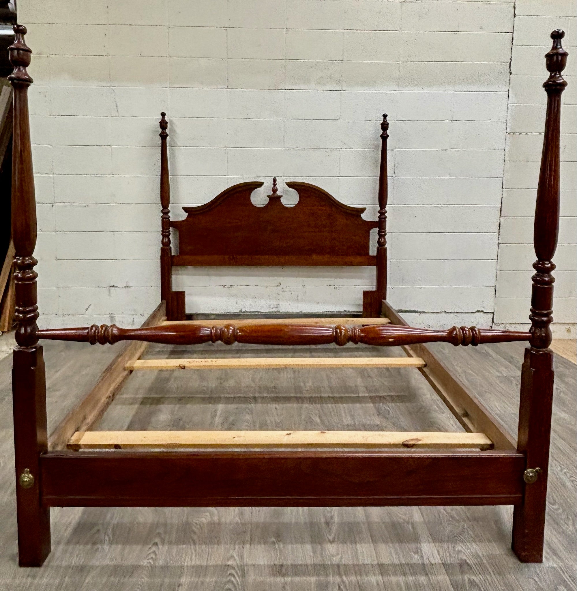 Vintage Queen OR Full Size Convertible Low Poster Pediment Bed
