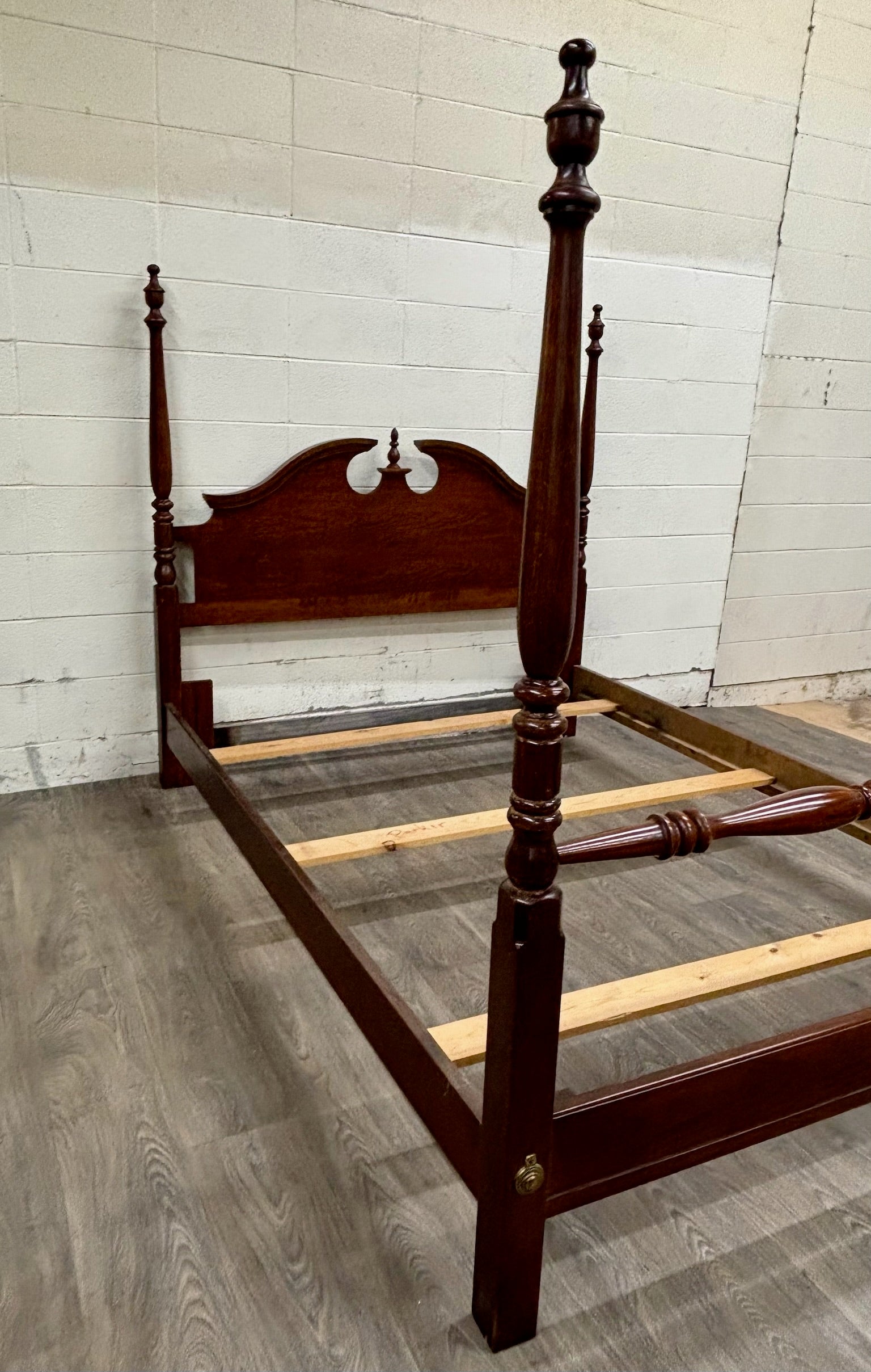 Vintage Queen OR Full Size Convertible Low Poster Pediment Bed