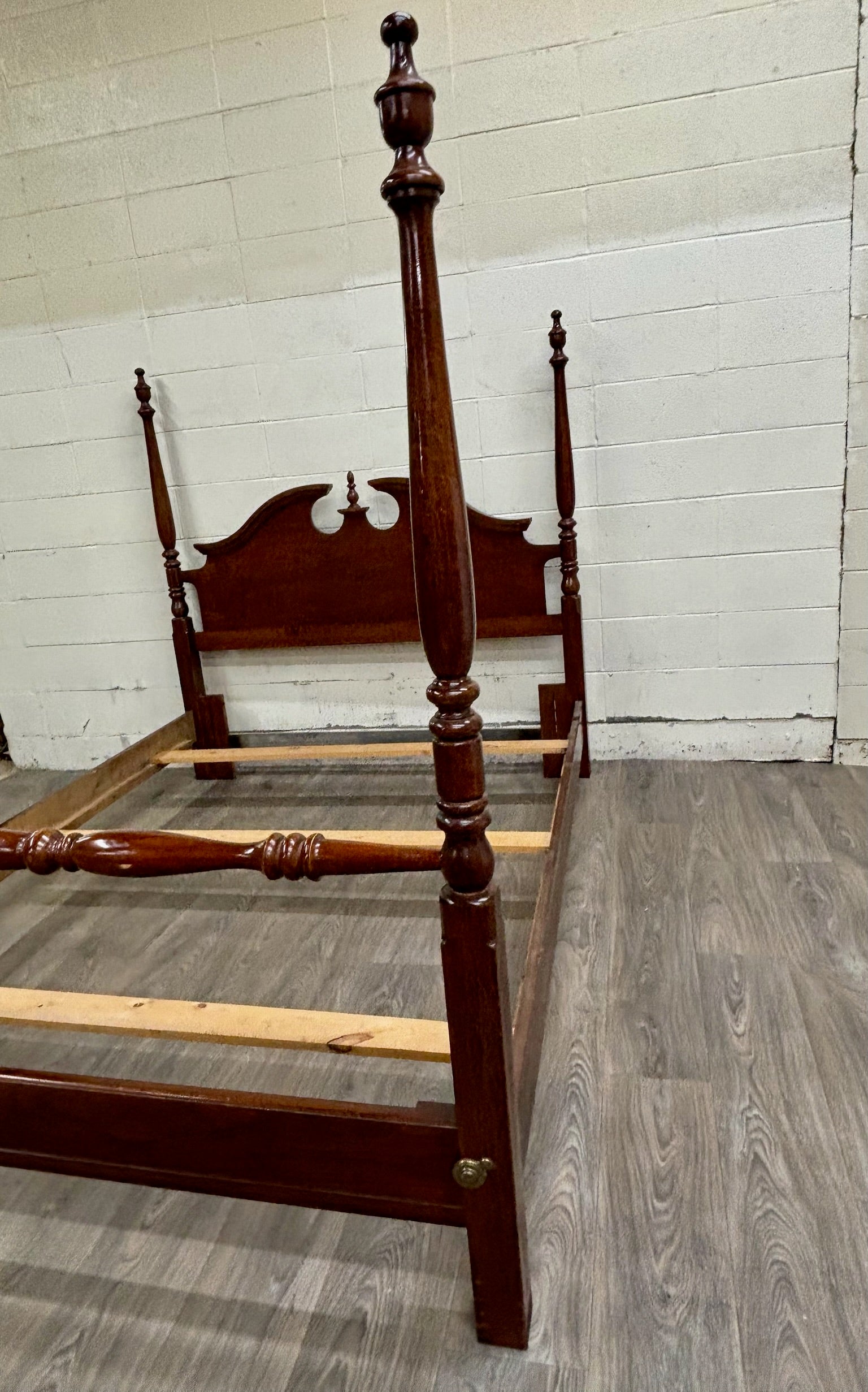 Vintage Queen OR Full Size Convertible Low Poster Pediment Bed