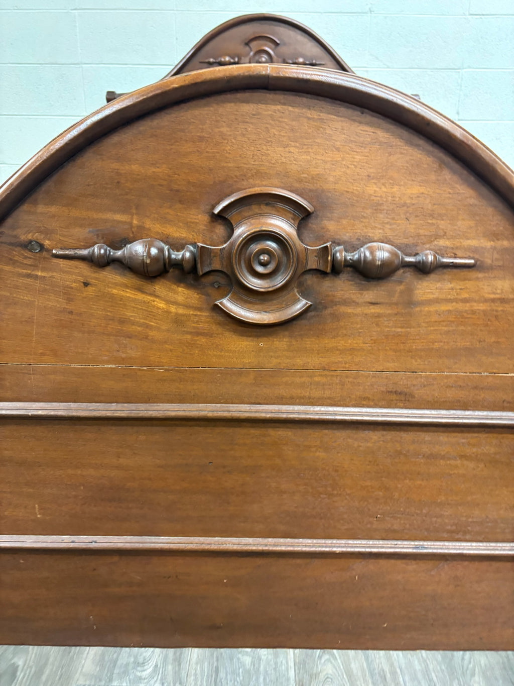 Antique Full Size Victorian Walnut Carved Bedframe