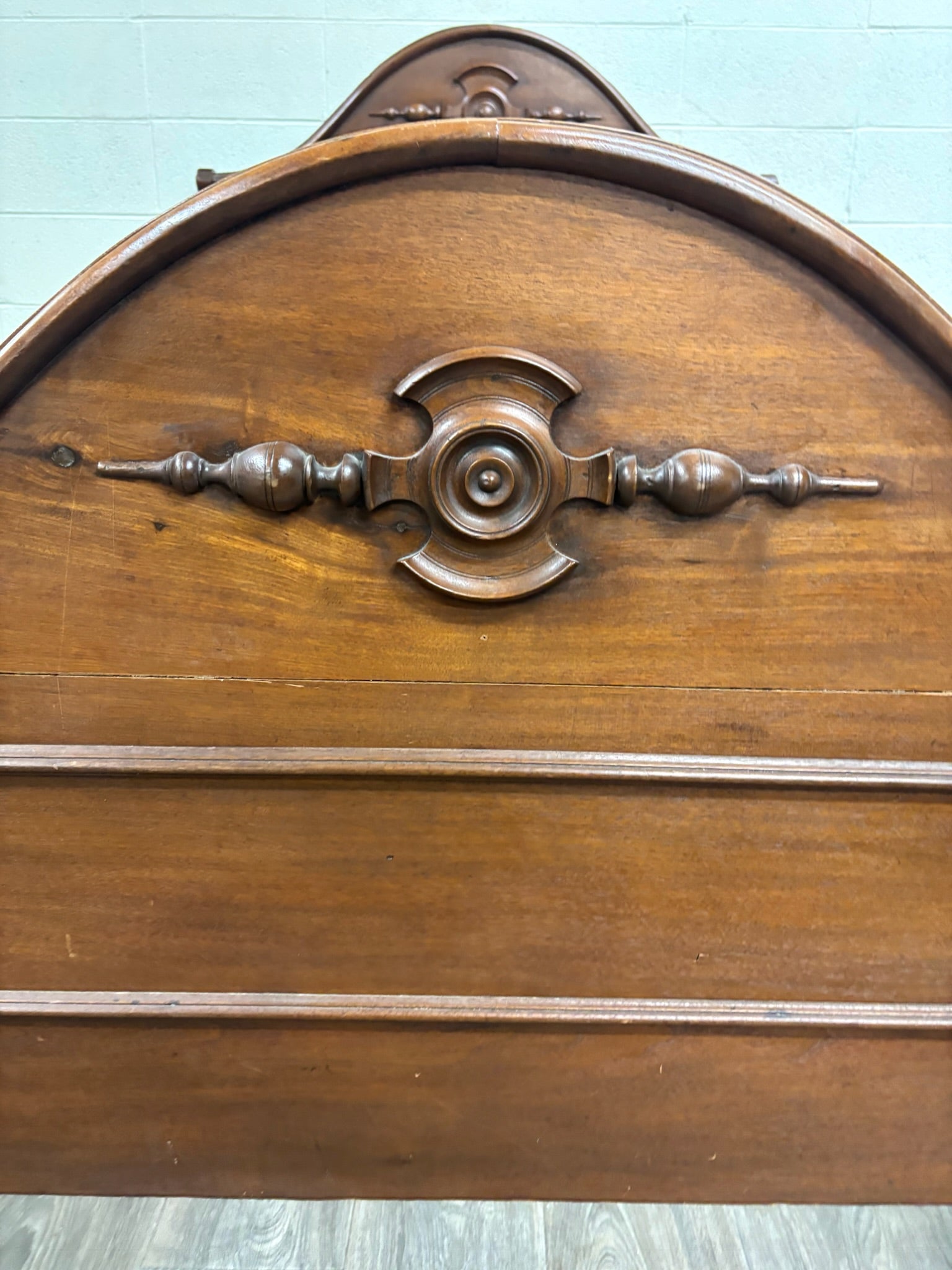 Antique Full Size Victorian Walnut Carved Bedframe