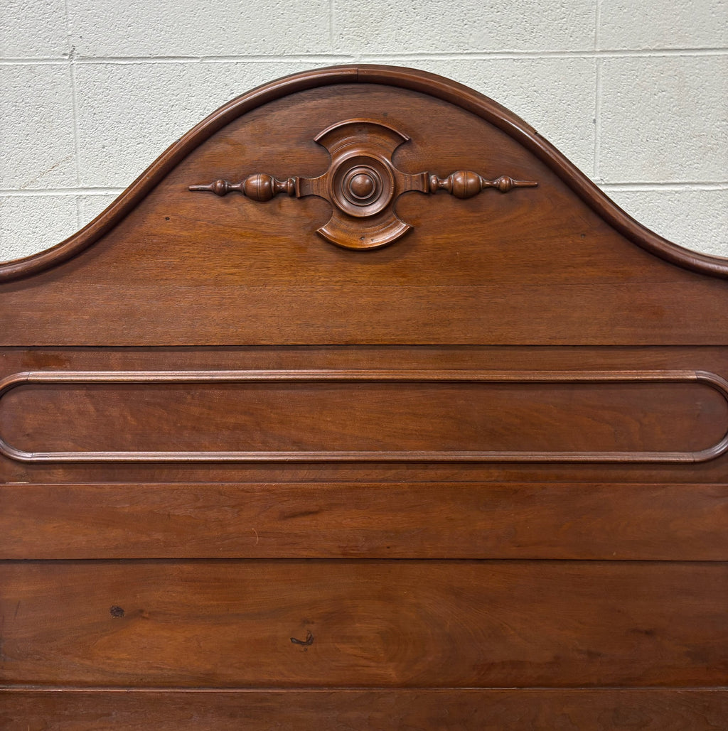Antique Full Size Victorian Walnut Carved Bedframe