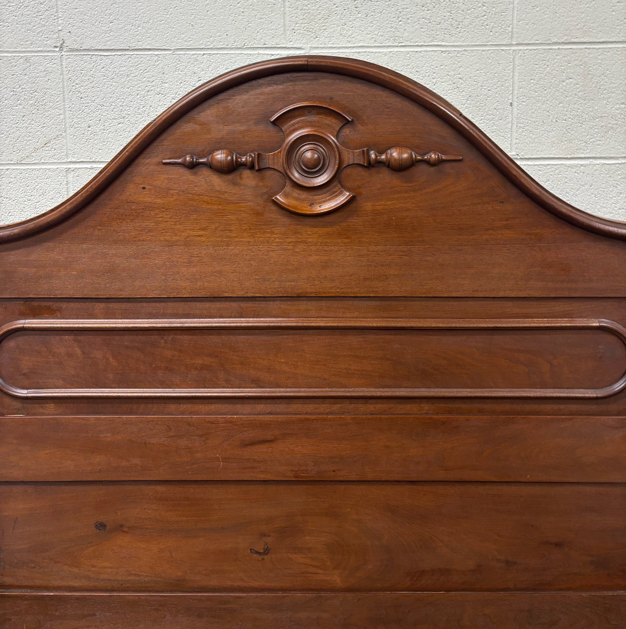 Antique Full Size Victorian Walnut Carved Bedframe