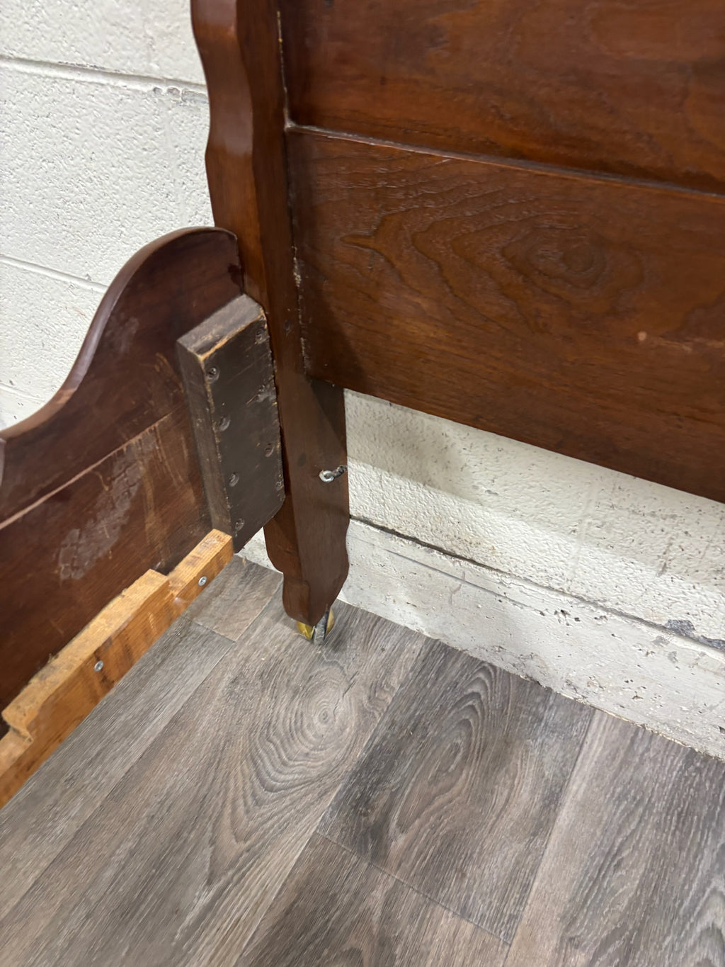Antique Full Size Victorian Walnut Carved Bedframe