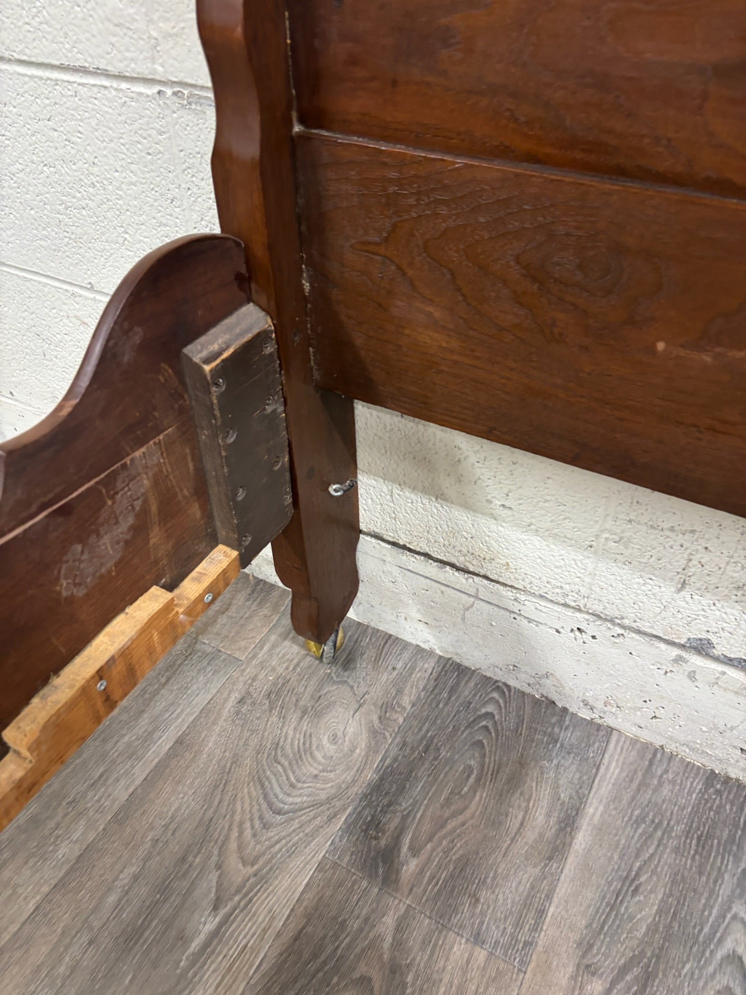 Antique Full Size Victorian Walnut Carved Bedframe