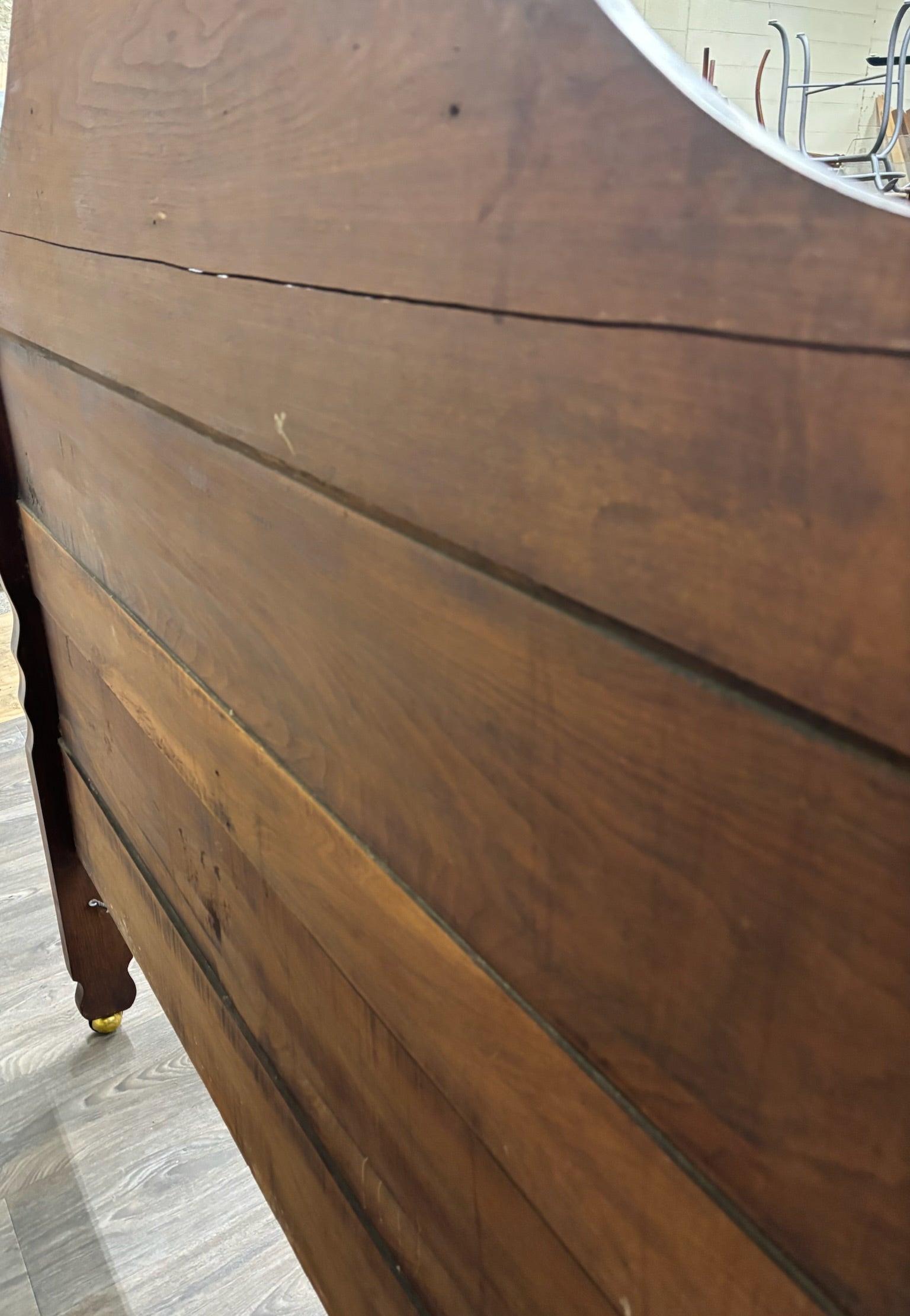 Antique Full Size Victorian Walnut Carved Bedframe