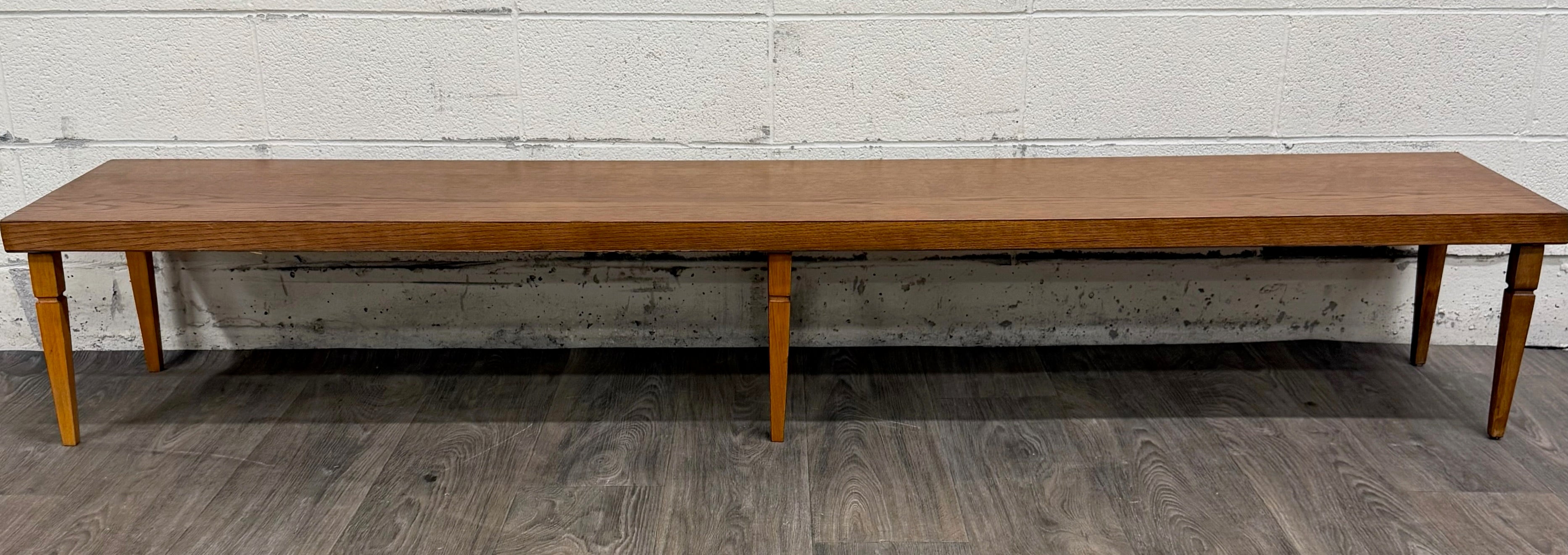 Vintage Mid Century Modern 84 Inch Solid Oak Bench