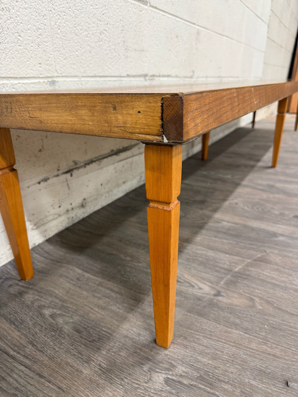Vintage Mid Century Modern 84 Inch Solid Oak Bench
