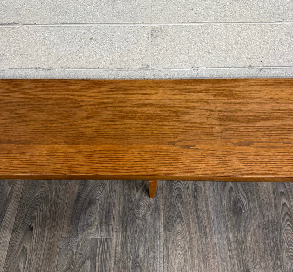 Vintage Mid Century Modern 84 Inch Solid Oak Bench