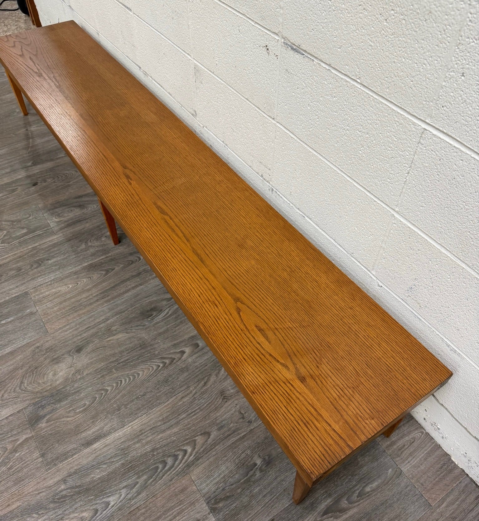 Vintage Mid Century Modern 84 Inch Solid Oak Bench