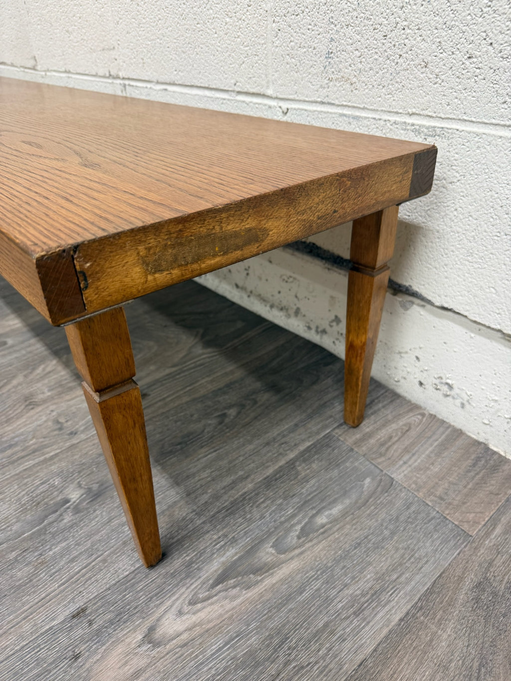 Vintage Mid Century Modern 84 Inch Solid Oak Bench