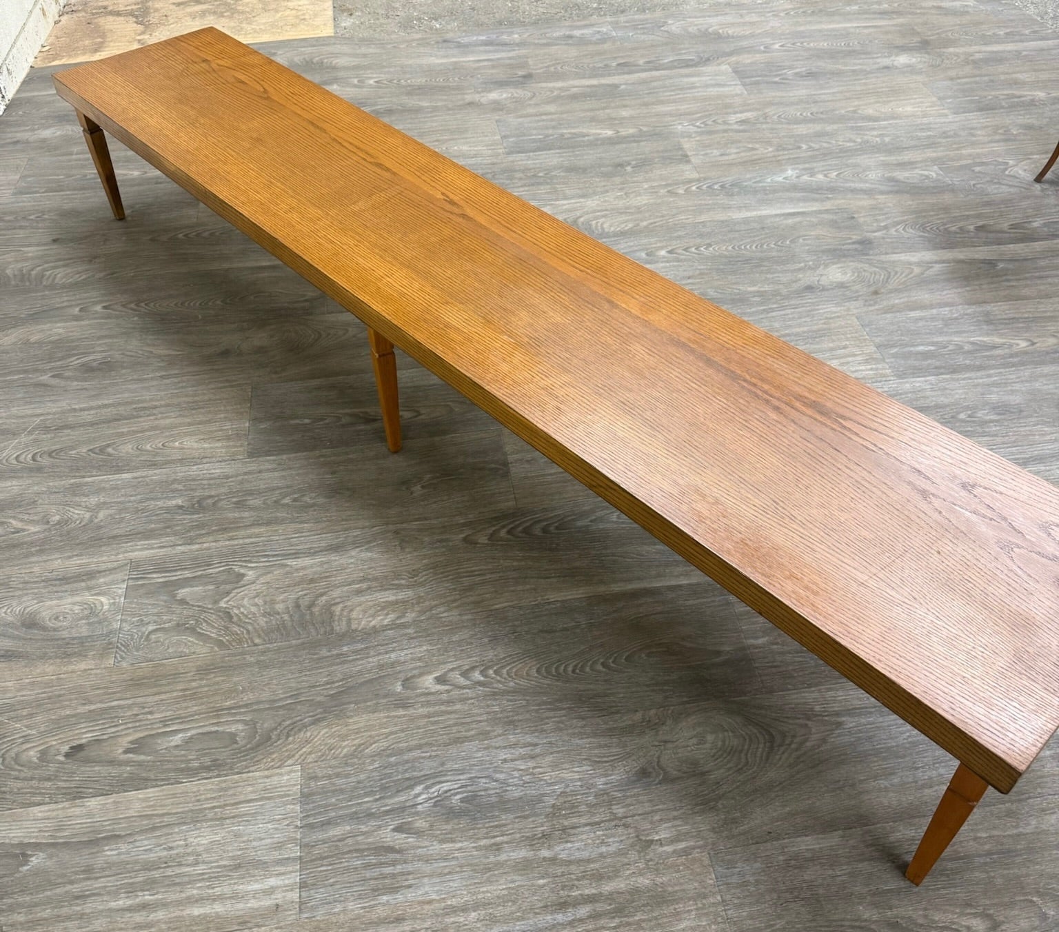 Vintage Mid Century Modern 84 Inch Solid Oak Bench