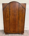 Vintage English Art Deco Quarter Sawn Tiger Oak Wardrobe