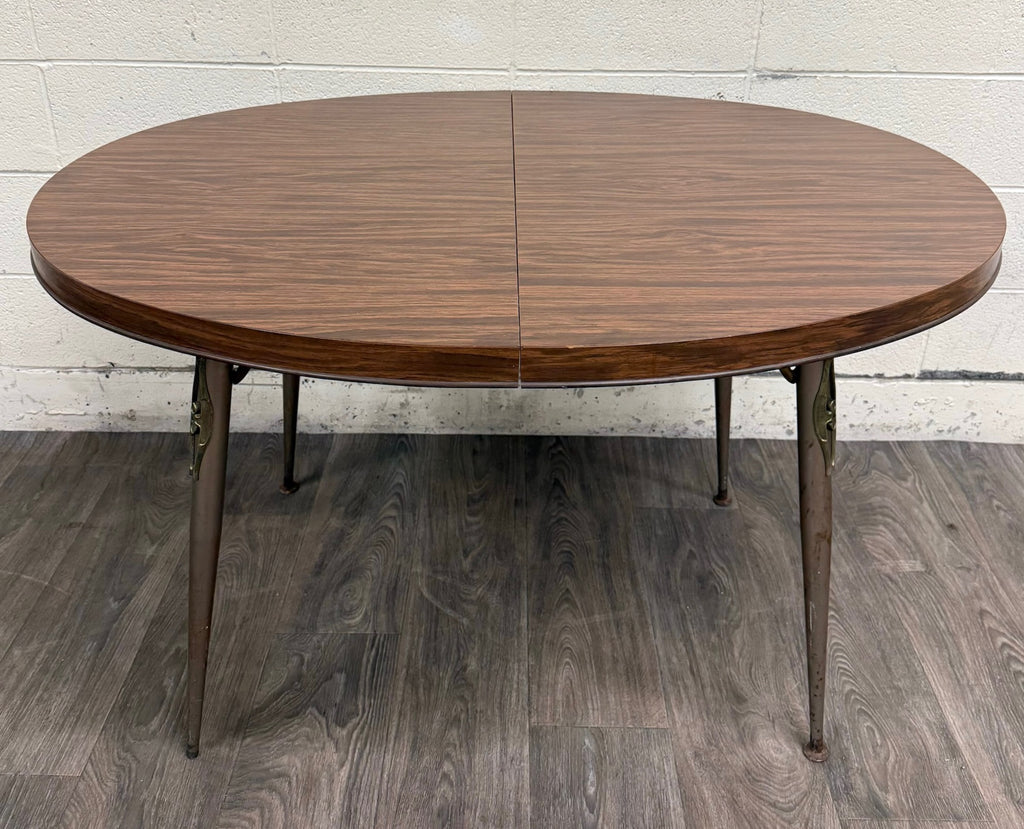 Vintage Mid Century Modern Folding Laminate Top Oval Dining Table