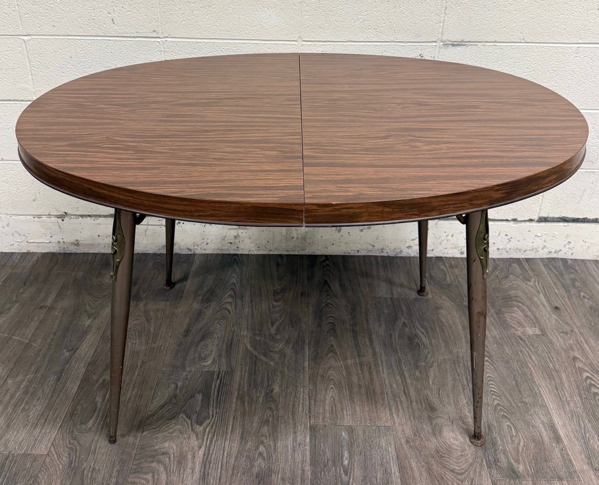Vintage Mid Century Modern Folding Laminate Top Oval Dining Table