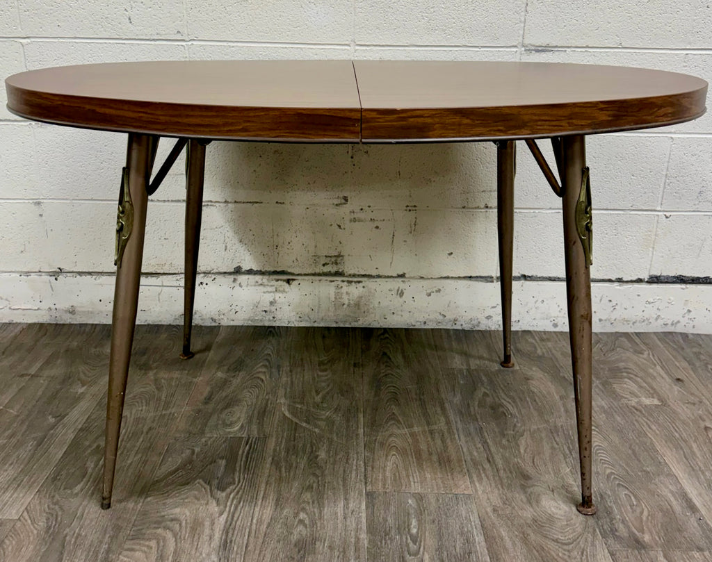 Vintage Mid Century Modern Folding Laminate Top Oval Dining Table