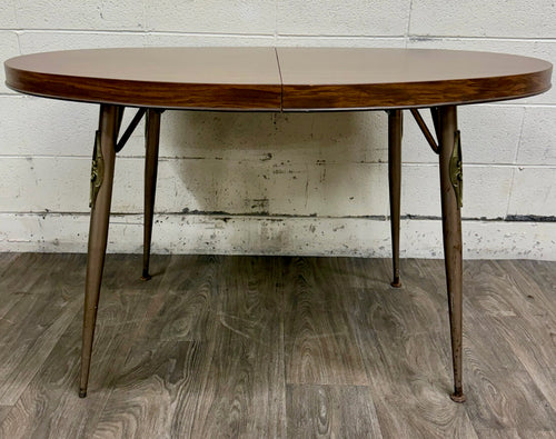 Vintage Mid Century Modern Folding Laminate Top Oval Dining Table