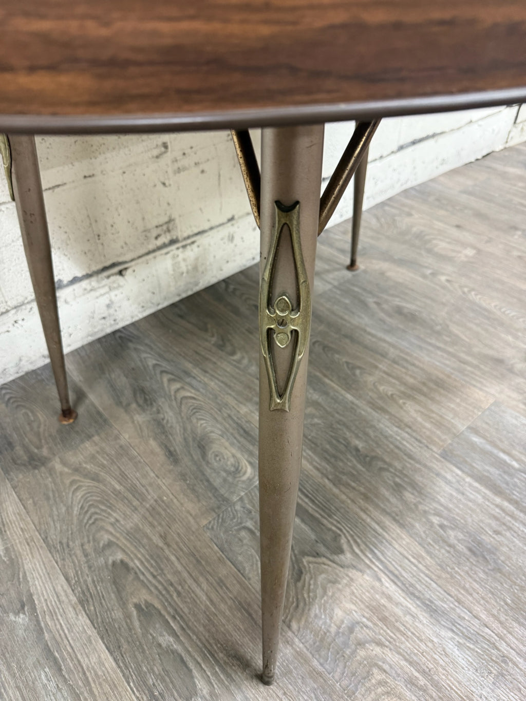 Vintage Mid Century Modern Folding Laminate Top Oval Dining Table