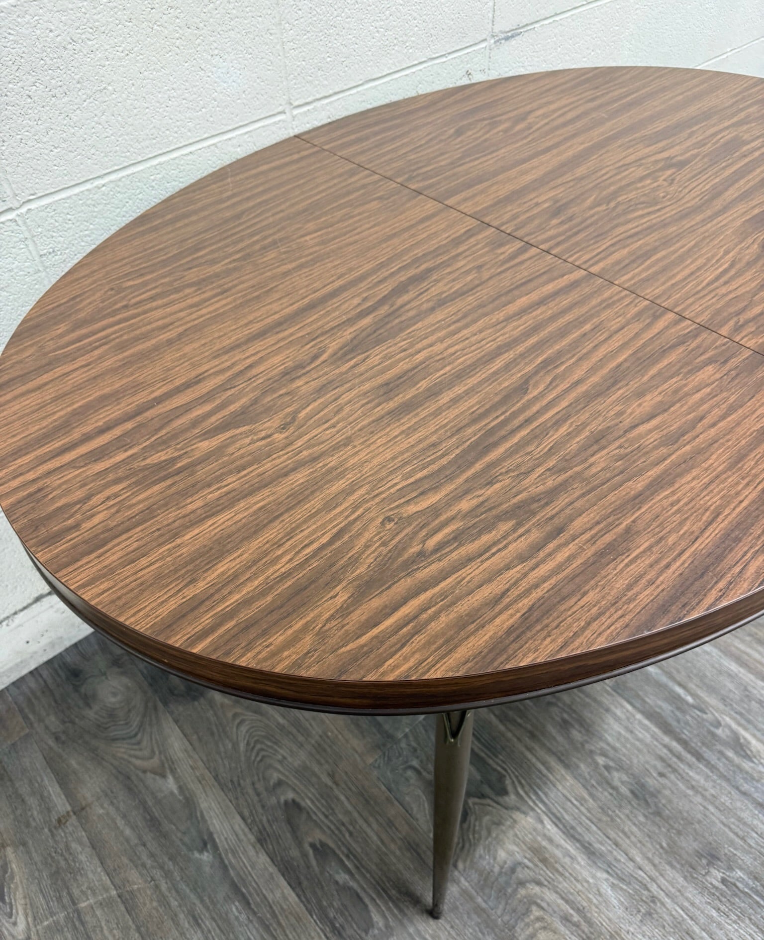 Vintage Mid Century Modern Folding Laminate Top Oval Dining Table