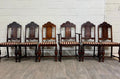 Antique English Tudor Jacobean Revival Dining Chairs - Set of 6
