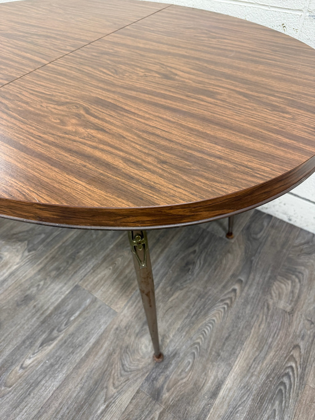 Vintage Mid Century Modern Folding Laminate Top Oval Dining Table