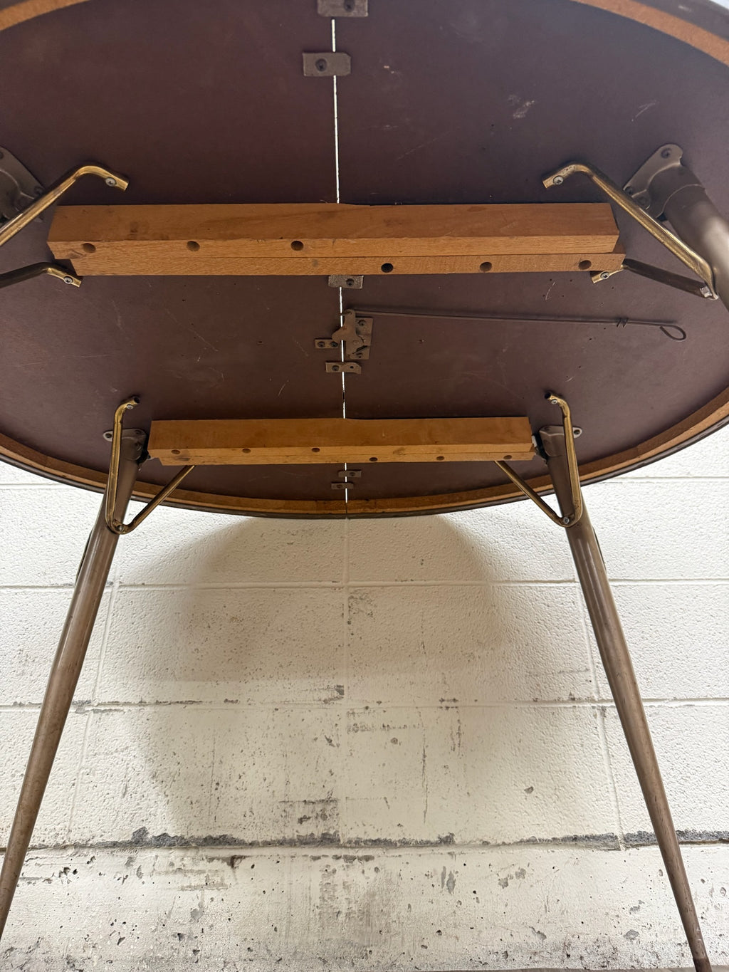 Vintage Mid Century Modern Folding Laminate Top Oval Dining Table