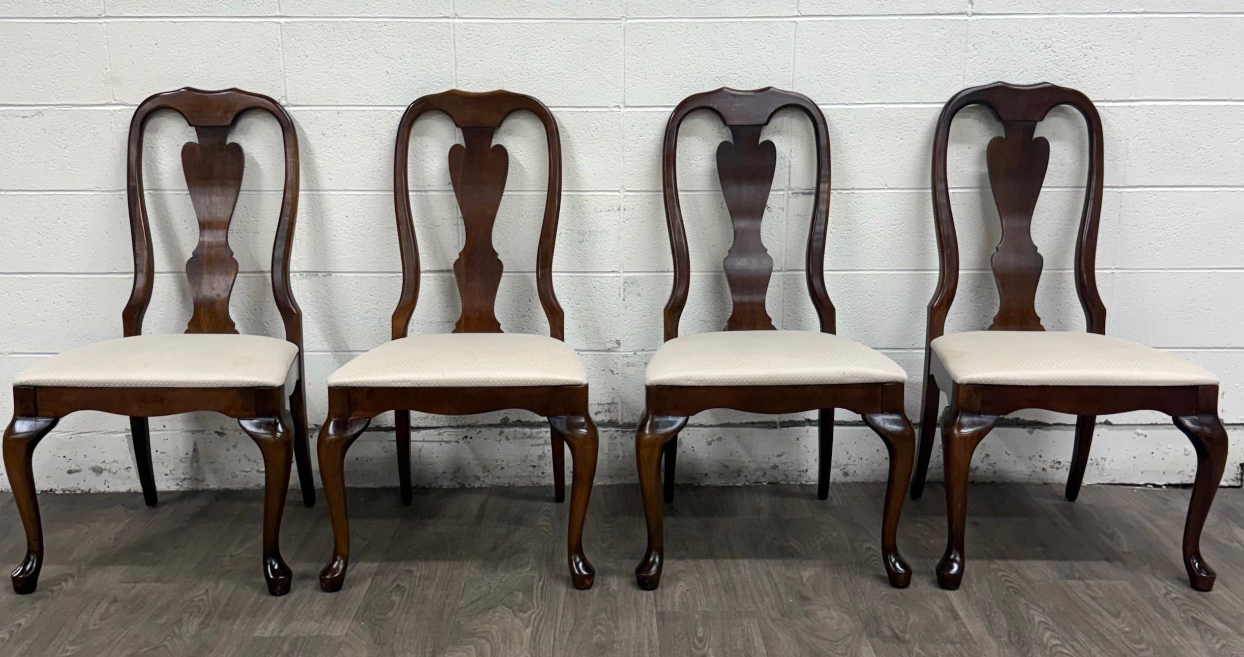 Vintage Crawford Furniture Mfg Heirloom Queen Anne Dining Side Chairs - Set of 4