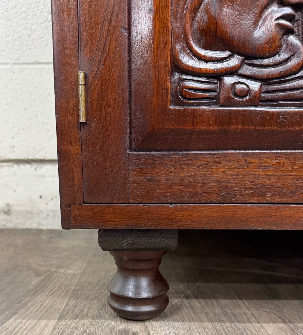 Vintage Hand Carved Solid Wood Mexican Colonial Server Credenza