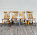 Antique Windsor Farmhouse Arrowback Plank Seat Dining Chairs