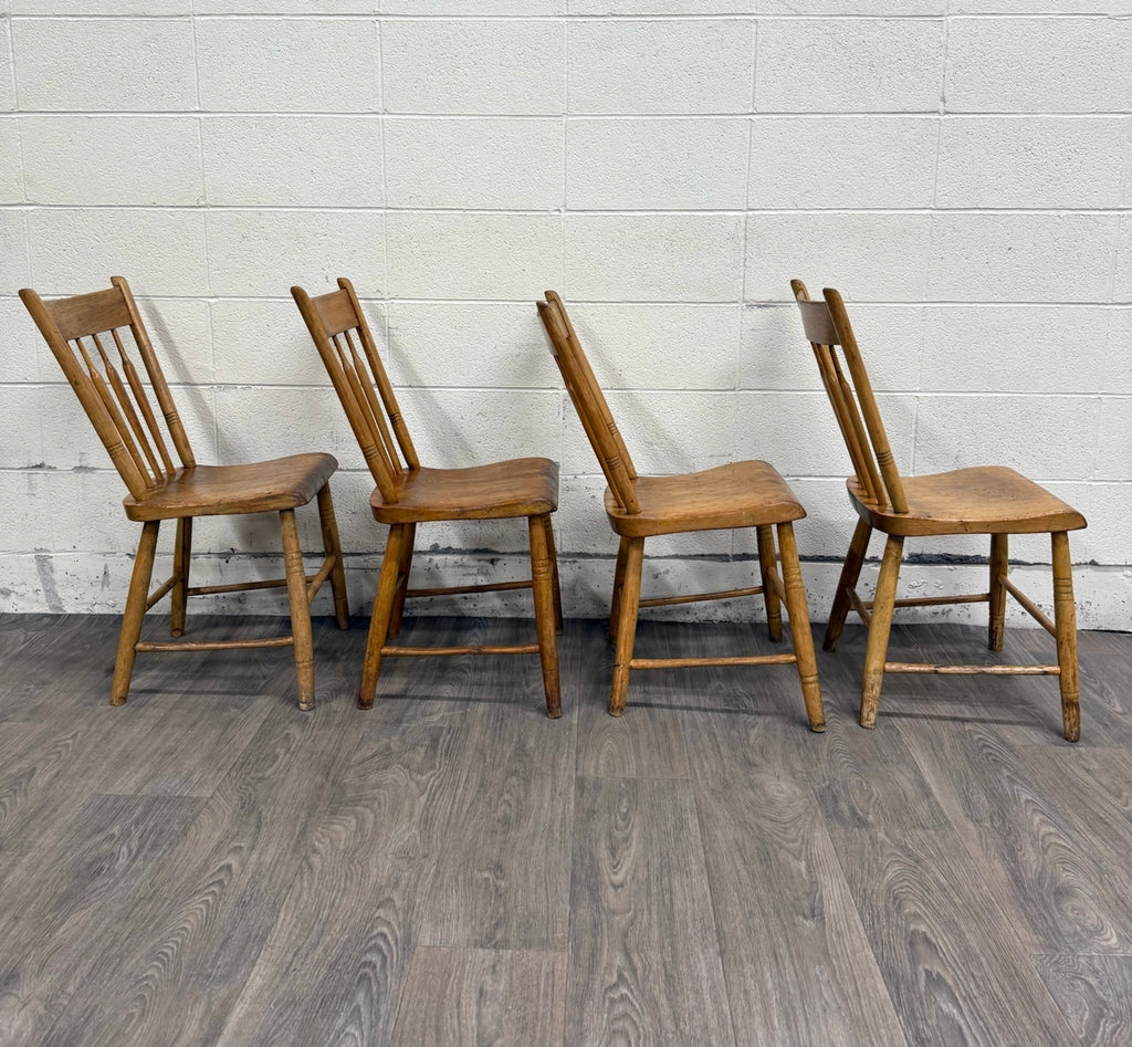 Antique Windsor Farmhouse Arrowback Plank Seat Dining Chairs