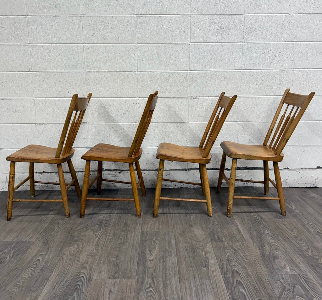 Antique Windsor Farmhouse Arrowback Plank Seat Dining Chairs
