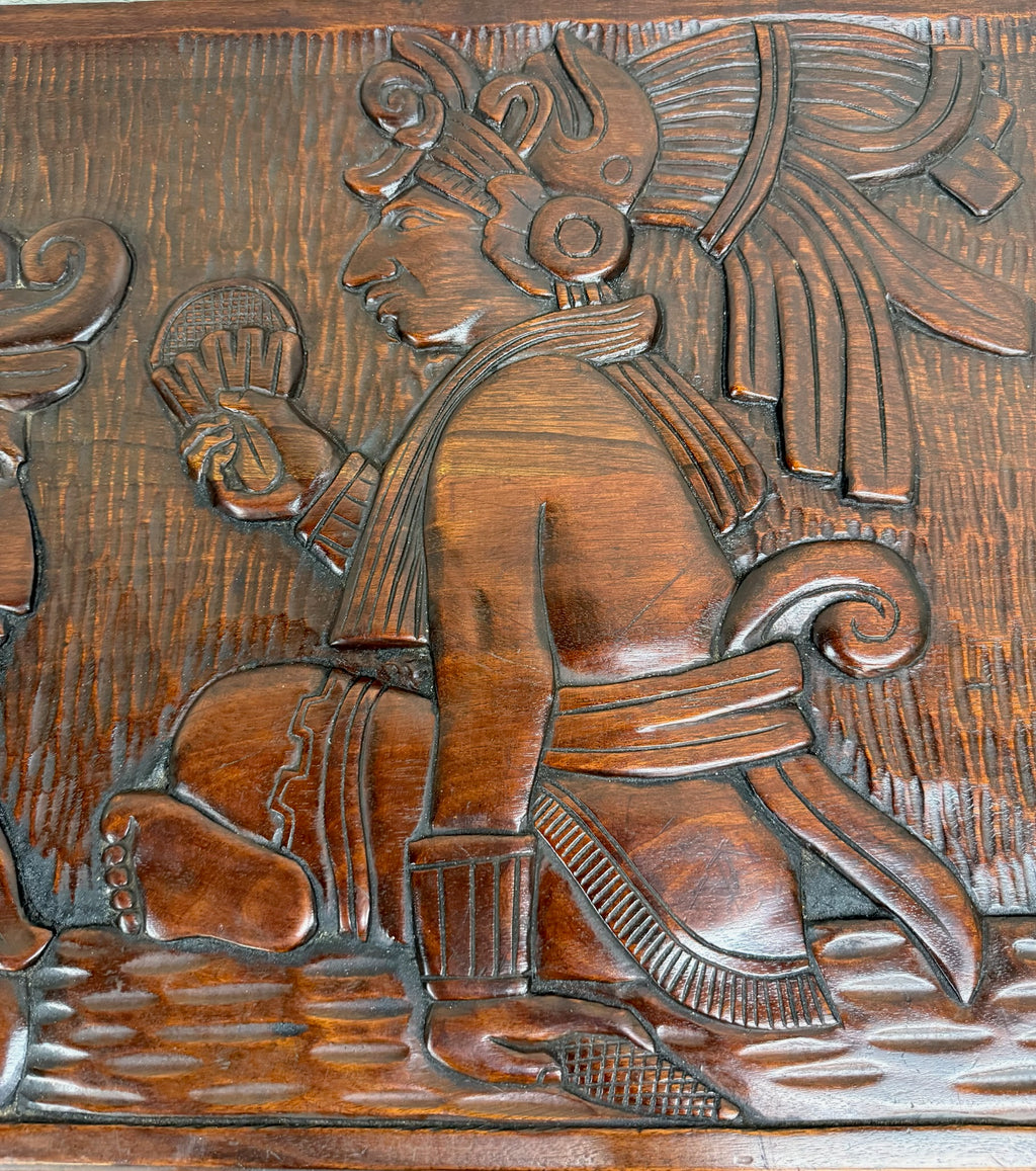 Vintage Hand Carved Solid Wood Mexican Colonial Server Credenza