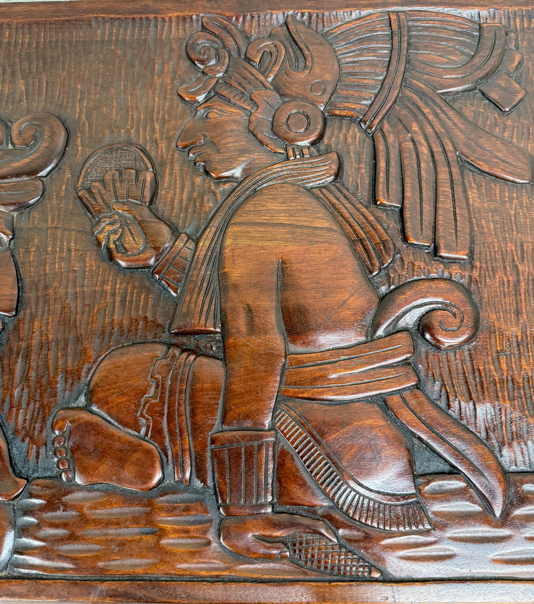 Vintage Hand Carved Solid Wood Mexican Colonial Server Credenza