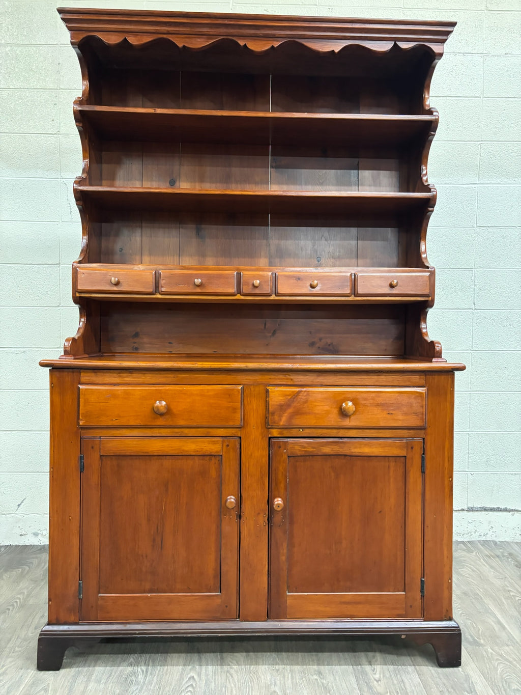 Antique American Country Stepback Hutch Welsh Cupboard