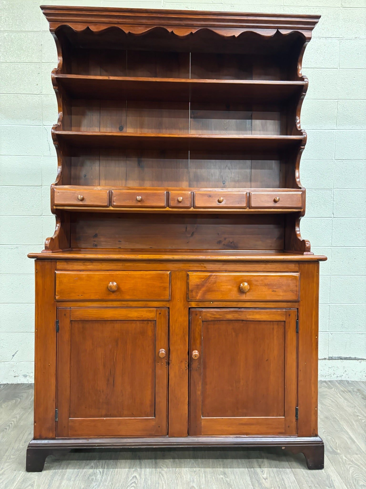 Antique American Country Stepback Hutch Welsh Cupboard
