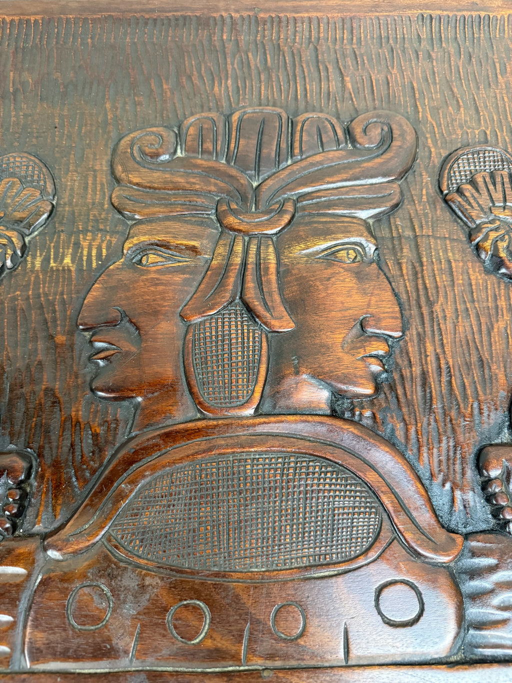 Vintage Hand Carved Solid Wood Mexican Colonial Server Credenza