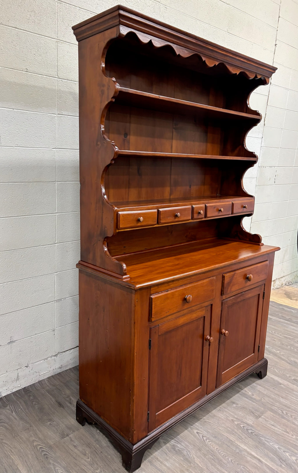 Antique American Country Stepback Hutch Welsh Cupboard