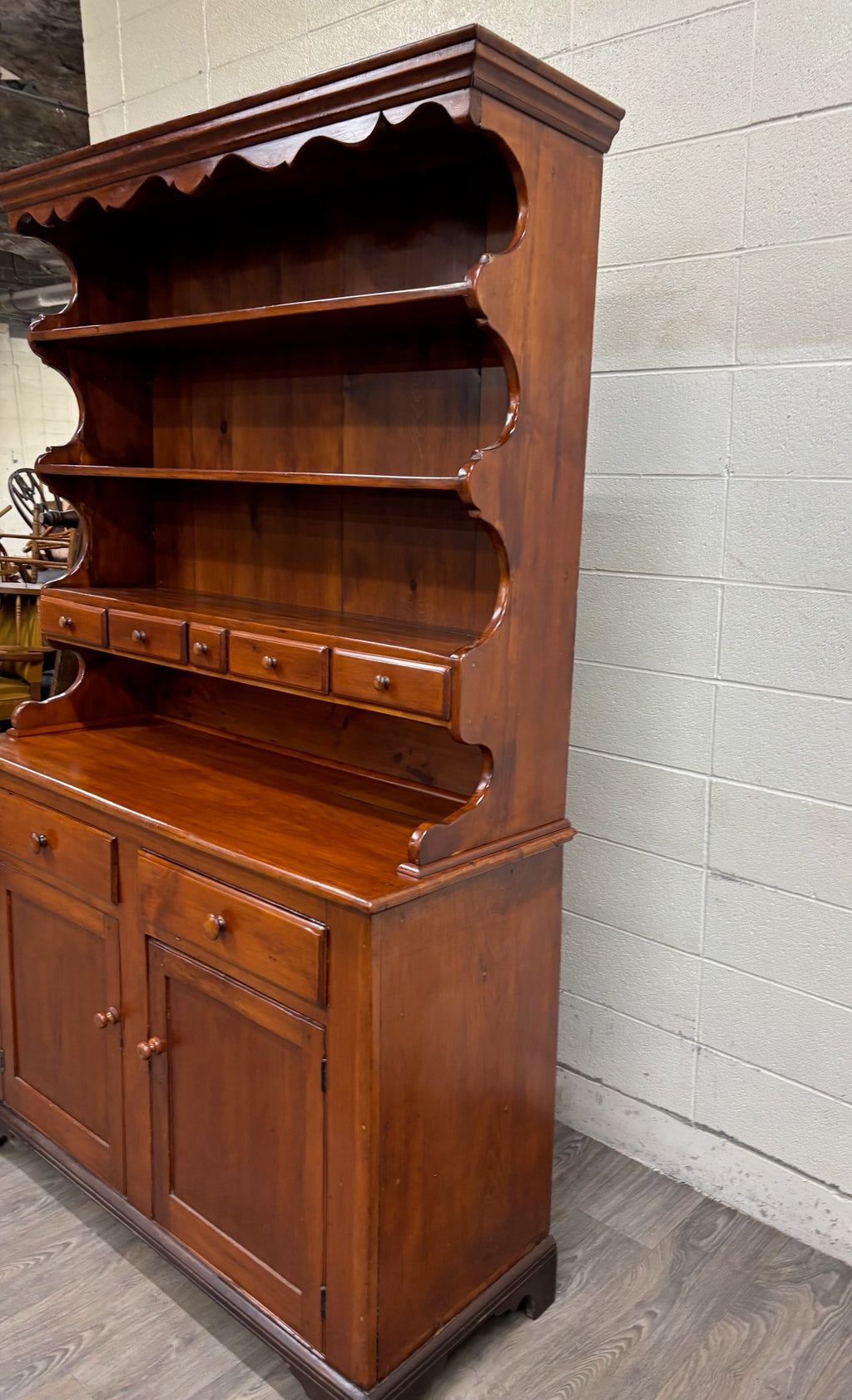 Antique American Country Stepback Hutch Welsh Cupboard