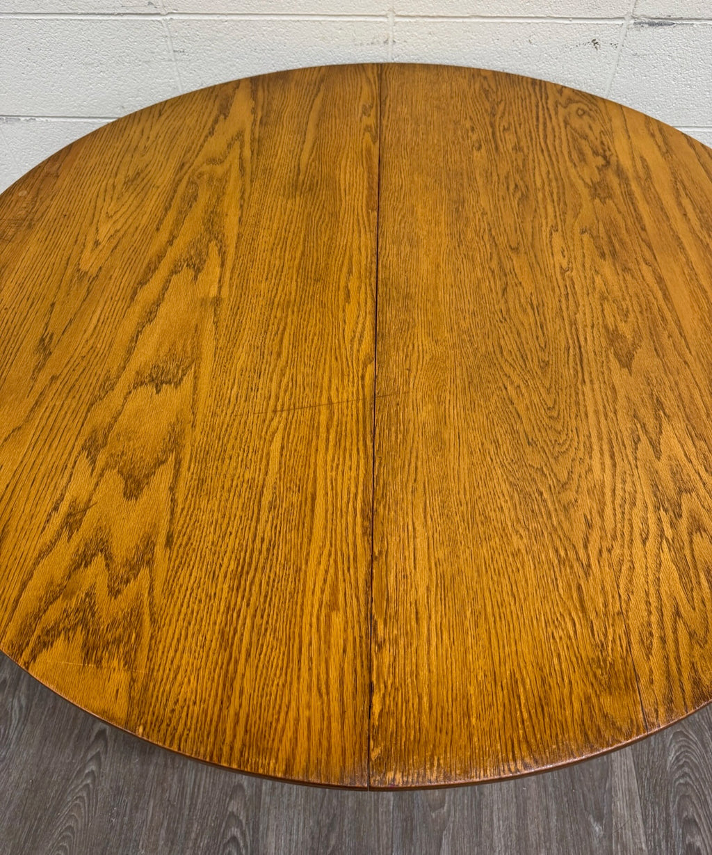 Vintage Solid Oak Round Pedestal Dining Table