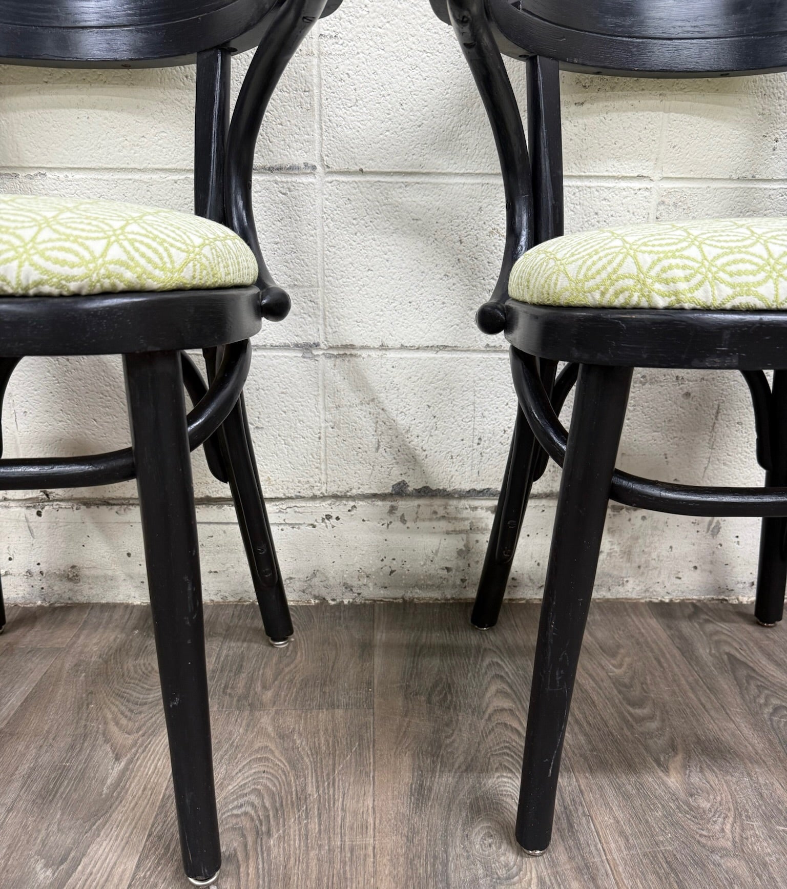 Vintage Bentwood Geometric Upholstered Arm Chairs - Set of 3
