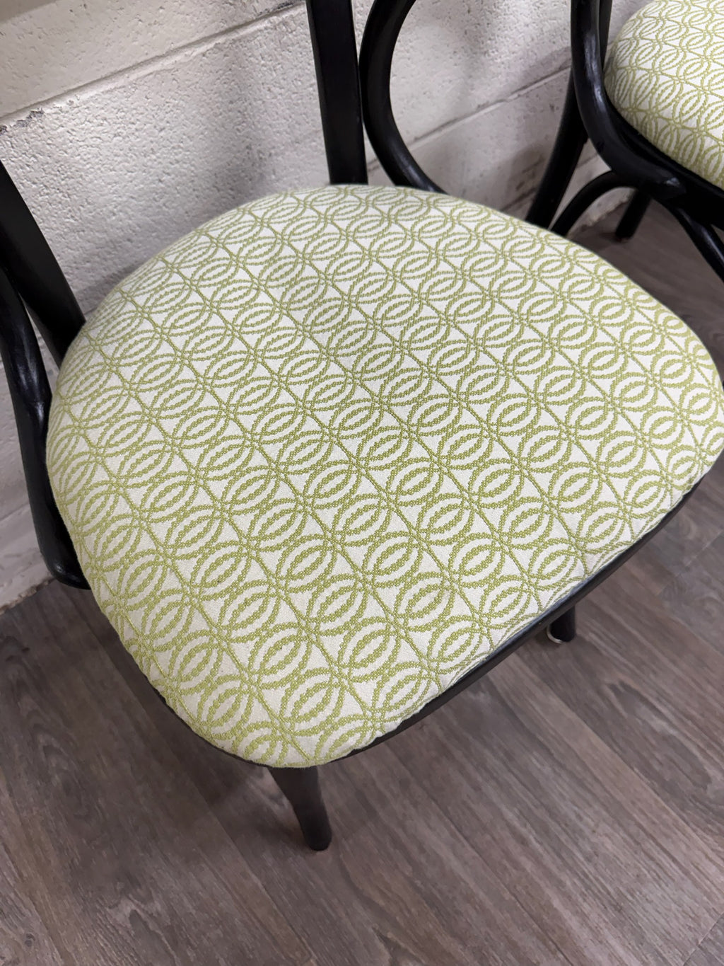 Vintage Bentwood Geometric Upholstered Arm Chairs - Set of 3