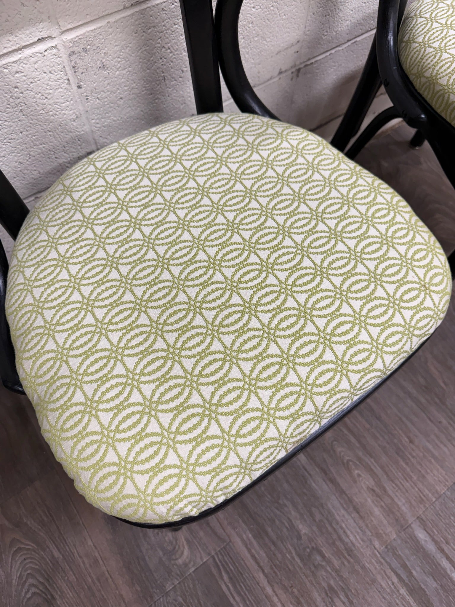Vintage Bentwood Geometric Upholstered Arm Chairs - Set of 3
