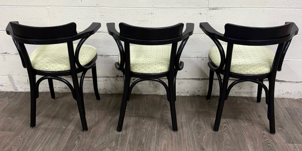 Vintage Bentwood Geometric Upholstered Arm Chairs - Set of 3