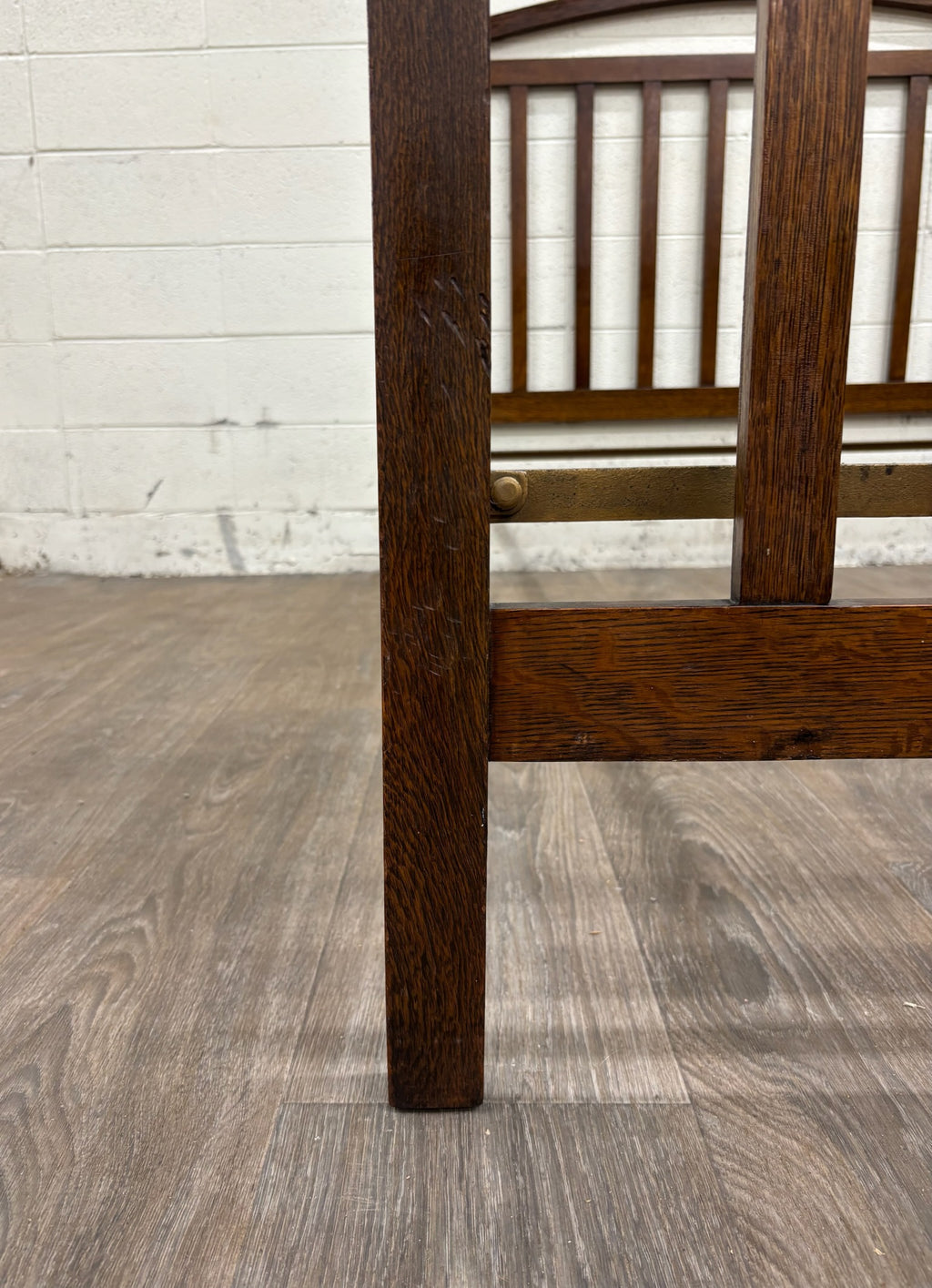 Antique Full Size Northwestern Mfg Co Arts & Crafts Mission Tiger Oak Bed