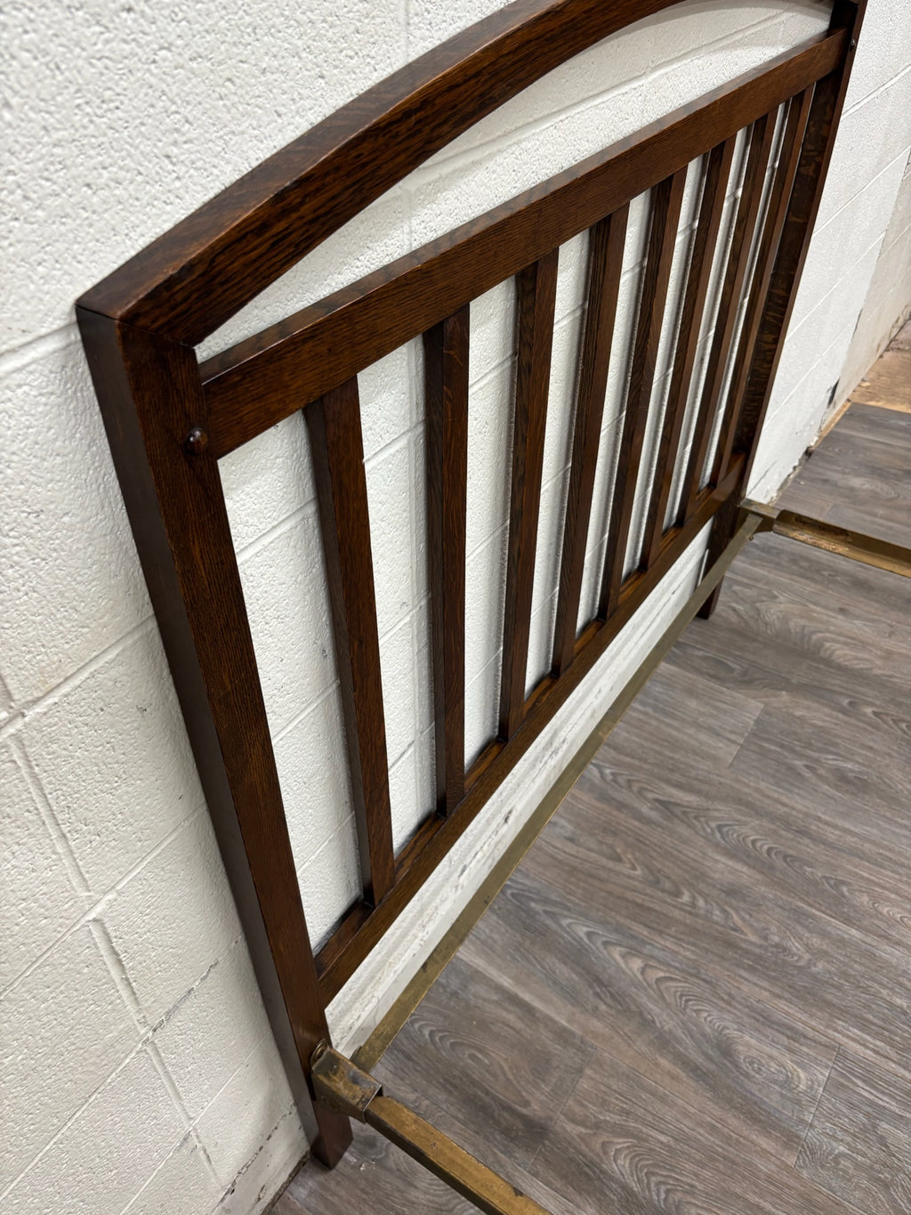 Antique Full Size Northwestern Mfg Co Arts & Crafts Mission Tiger Oak Bed