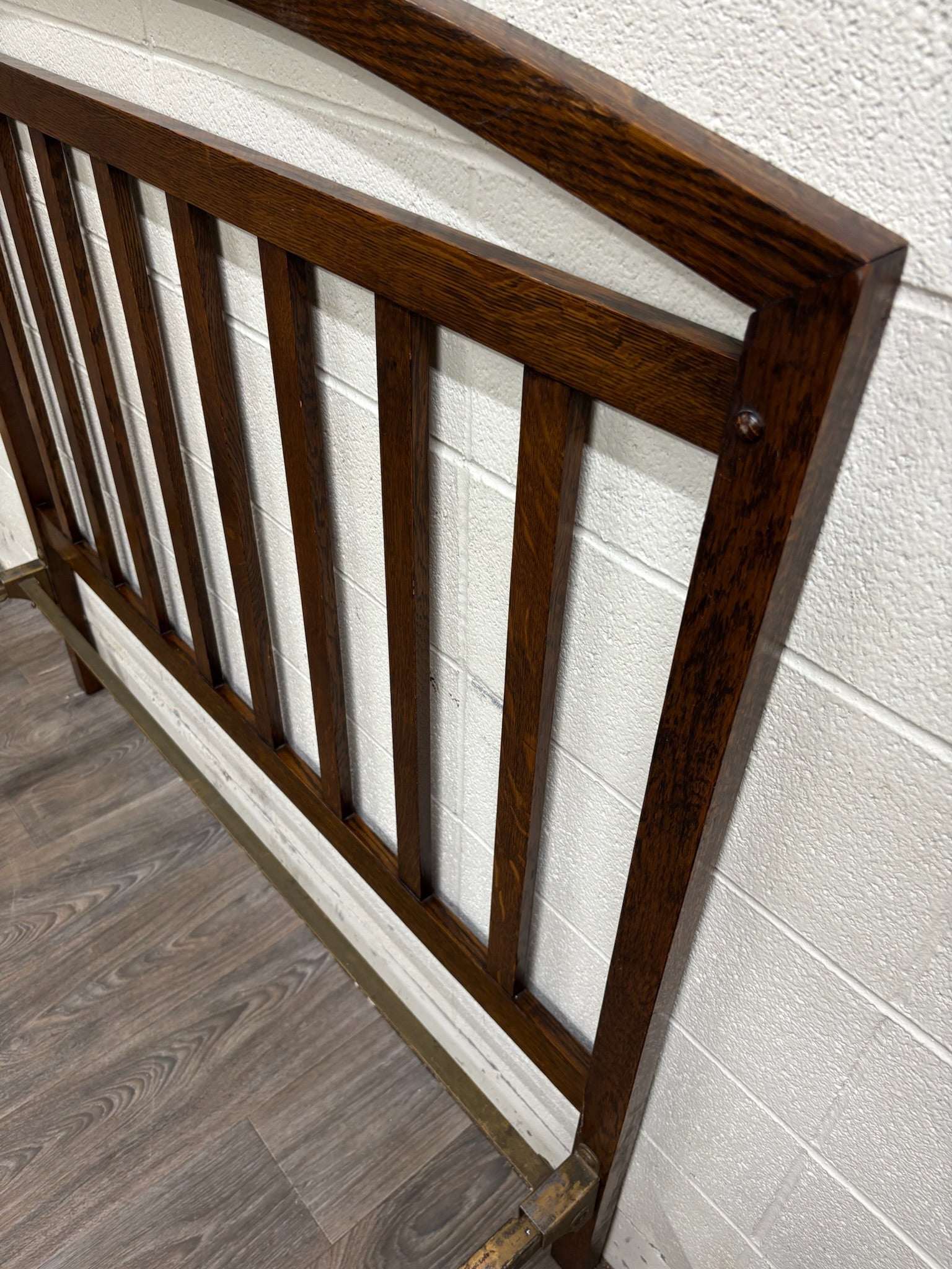 Antique Full Size Northwestern Mfg Co Arts & Crafts Mission Tiger Oak Bed